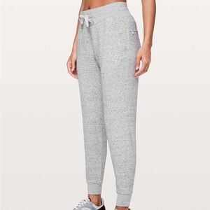 Lululemon warm down jogger Heather melody light grey size 10
